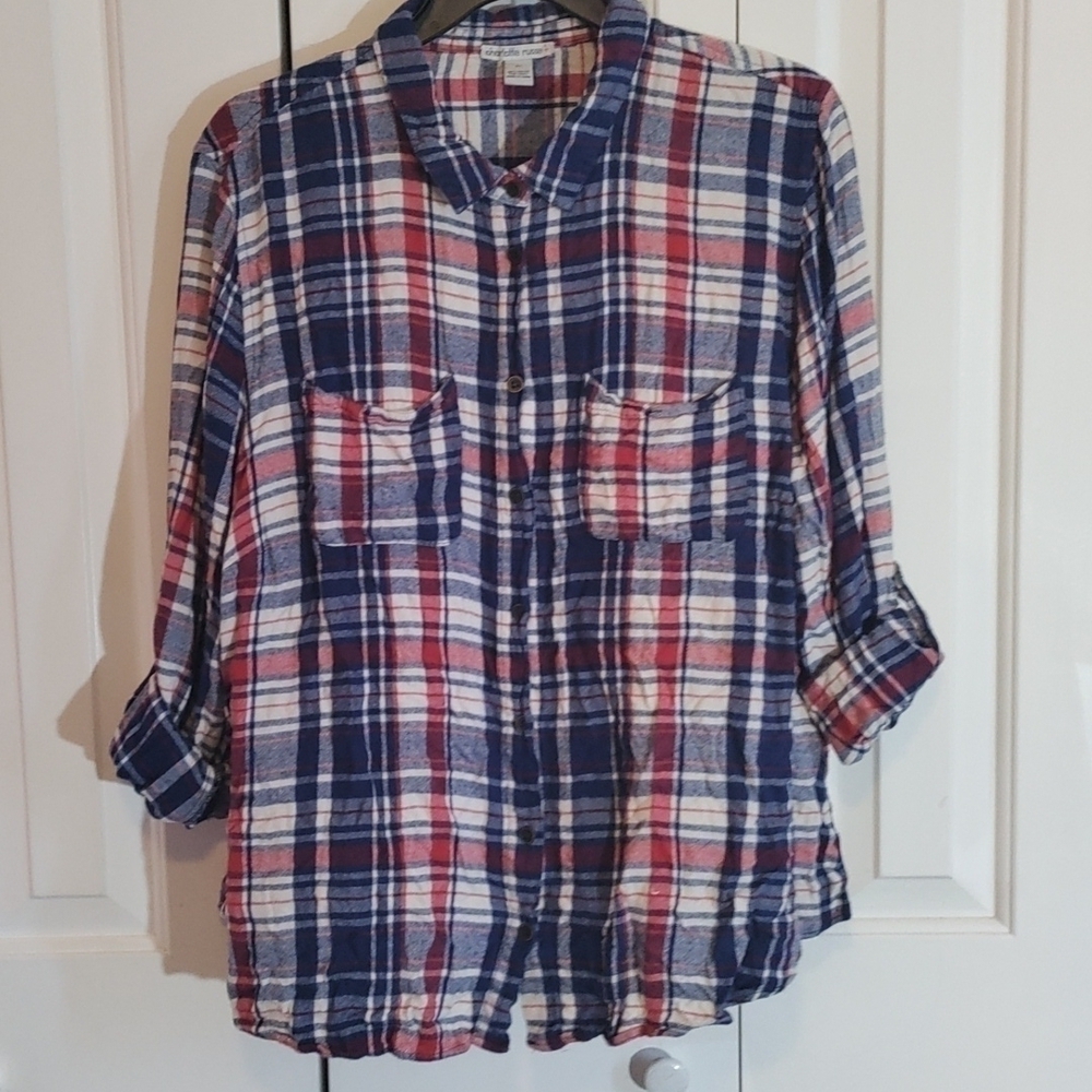 Charlotte Russe woman 3X flannel red white and blue